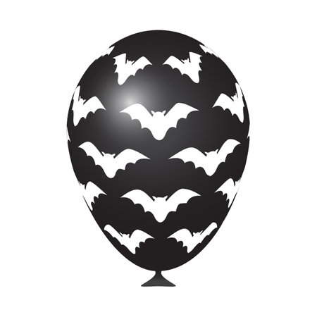 A balloon for Halloween. Realistic black ball with a bat pattern.のイラスト素材