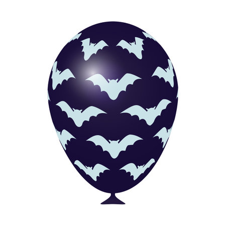 A balloon for Halloween. Realistic purple ball with a bat pattern.のイラスト素材