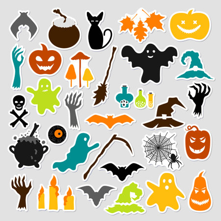 Set of colored Halloween stickers.のイラスト素材