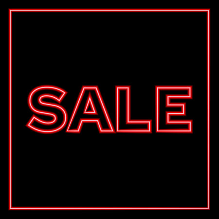 Neon red lettering sale on black background.のイラスト素材