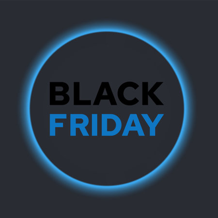 Tagline black friday dark background with neon blue backlight.のイラスト素材