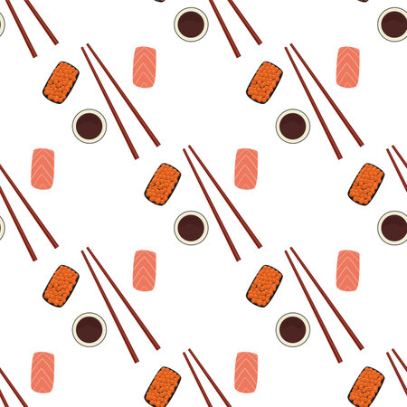 Vector seamless background with sushi rollsのイラスト素材