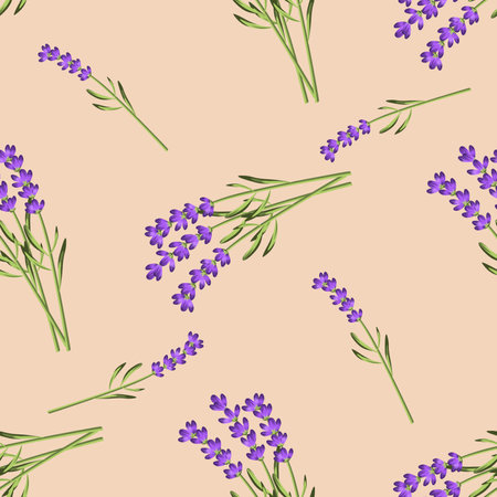 Seamless vector provence pattern with lavenderのイラスト素材