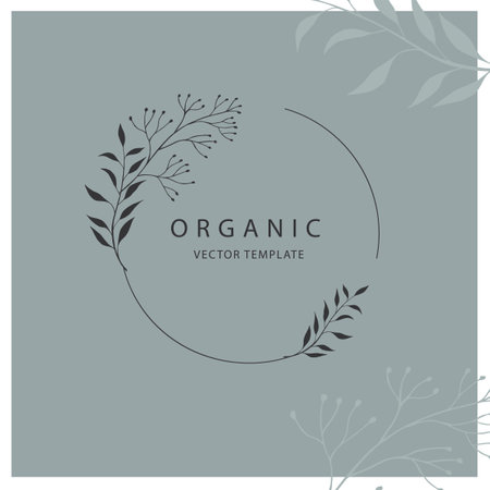 Elegant frame with silhouettes of branch and leaves for logo for wedding design, invitation design, for print, cover or wallpaper.のイラスト素材