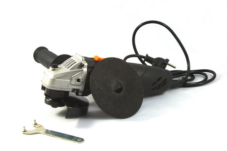 Along with shield for metal angle grinder isolate on white backgroundの写真素材