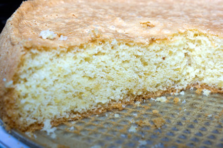 sponge cake on plateの写真素材