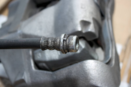 brake caliper mounting big brake discsの写真素材