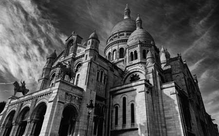 Sacre Coeur Montmartre (Sacred Heart), Paris, France, with a view towards the skyのeditorial素材