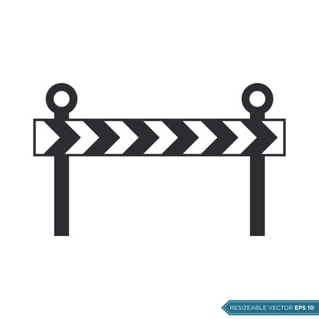 Roadblock Barrier Icon Vector Template Illustration Designのイラスト素材