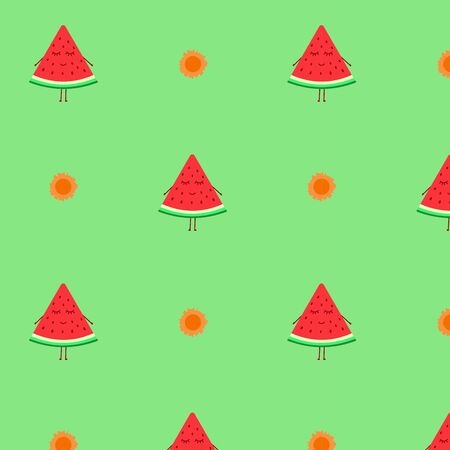 Pattern with watermelon slices background  illustration