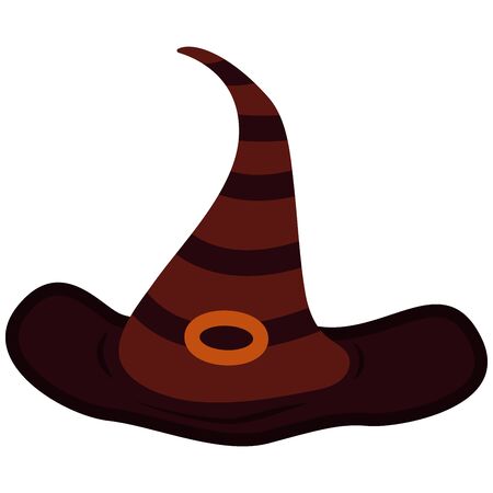 The witch's hat is curved, striped. llustration to Halloween. Costume conceptのイラスト素材