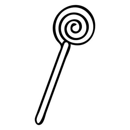 Lollipop candy Christmas black and white doodle style. Hand drawn illustration for registration cards, textiles, colorings, giftsのイラスト素材