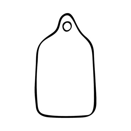 Food cutting board made of bamboo. Cutting board of rectangular shape. Eco-friendly material for durable use. Convenient and quality product. Black and white doodle style illustration.のイラスト素材