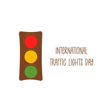 Traffic lights. Red, yellow, green signals. Traffic regulation. Colorful vector illustration in flat style. International traffic lights dayのイラスト素材