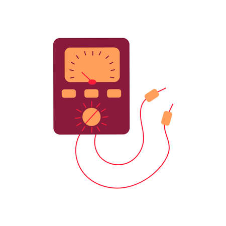 Ammeter. Vector isolated icon illustration in flat style. A device for measuring current strength in an electrical circuit. Research, physicsのイラスト素材