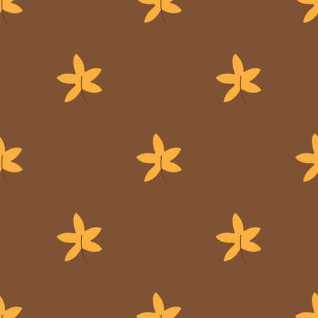 Seamless pattern with autumn maple leaves on a brown background. Wrapping paper or fabric. Colorful vector illustrationのイラスト素材
