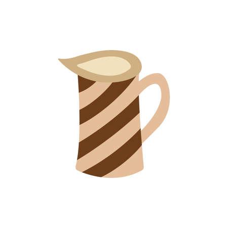 Cream or milk pitcher. For coffee or tea. Dishes for serving. Single vector isolated illustration in cartoon styleのイラスト素材