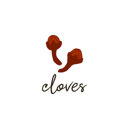 Cloves spice buds. Isolated food vector illustration hand drawn with the inscription. Natural organic spicesのイラスト素材