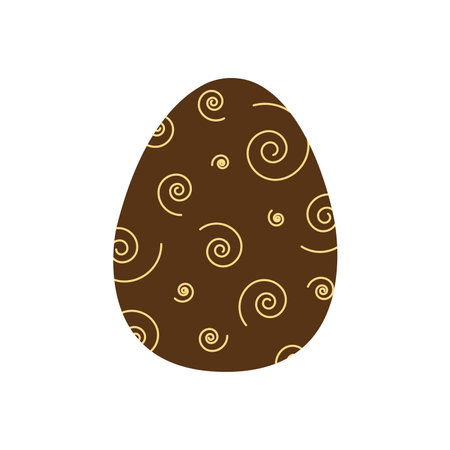 Easter egg decorated with abstract spirals. Traditional food for the Orthodox and Catholic holidays. Happy easter. Colorful vector illustration isolated. Icon or card flatのイラスト素材