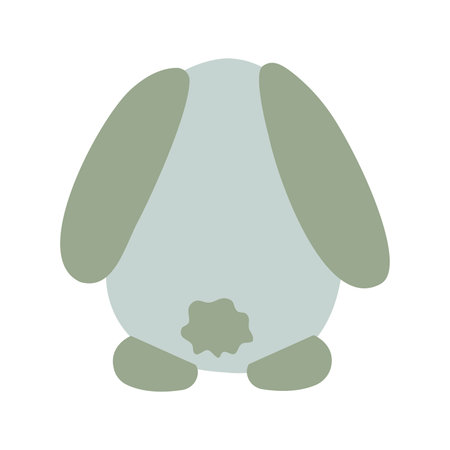 Cute Easter bunny with round egg shape body. Back view. Colorful cartoon vector illustration isolated. Happy Easter animal cardのイラスト素材