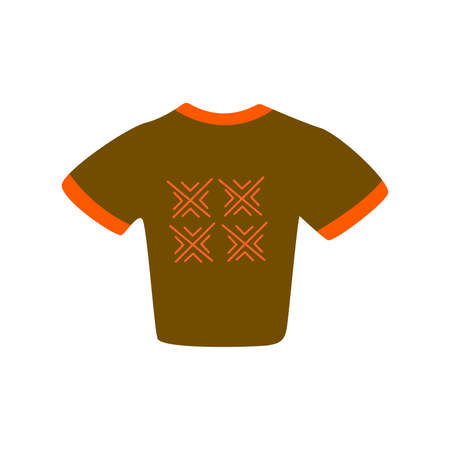 Cropped T-shirt with abstract geometric print. Scandinavian print. Colorful hand drawn vector isolated illustration doodle in boho styleのイラスト素材