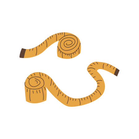 Set of centimeters. Measurement tape. Colorful vector illustration in hand drawn style isolatedのイラスト素材
