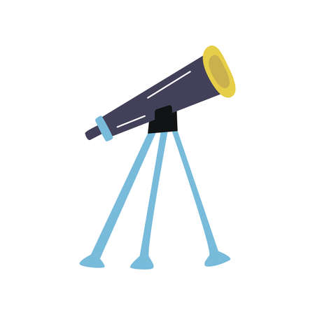 Telescope. Study of the night sky. Optical instrument for observing stars and space. Tripod....