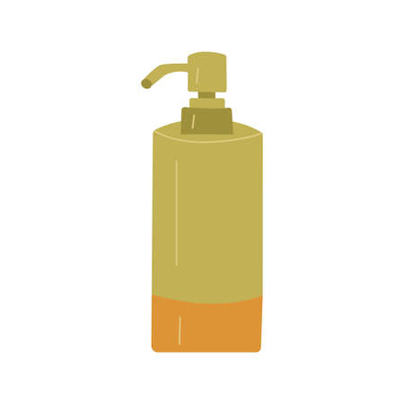 detergent dispenser. Jar for liquid soap or shampoo. Hygiene product. bathroom accessories. Colorful vector isolated illustration hand drawnのイラスト素材