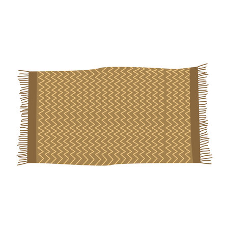 Home rug with zigzag print. Colorful vector isolated illustration hand drawn. Floor carpet warm and softのイラスト素材
