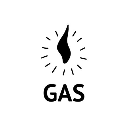 gas symbol. Flame of fire. gas hob. Vector black and white isolated illustration hand drawn doodle. Crisis time, embargo, gas pipelineのイラスト素材
