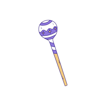 Sweet round candy on stick, lollipop with gum inside. Colorful vector isolated illustration hand drawn caramel. Icon or card clip-artのイラスト素材