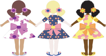 Three girls back.のイラスト素材