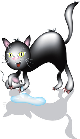  Mouse in the clutches of a wicked black catのイラスト素材