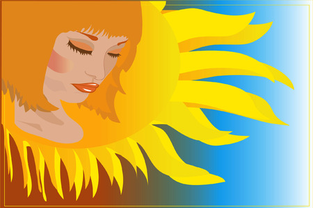 Abstraction with girl and sun.のイラスト素材