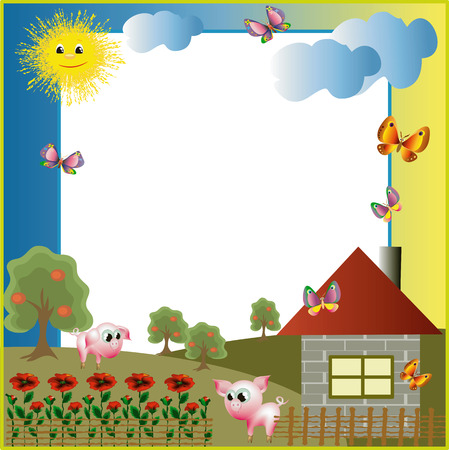 Village,frameのイラスト素材