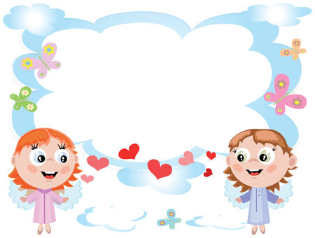 Frame with angelsのイラスト素材