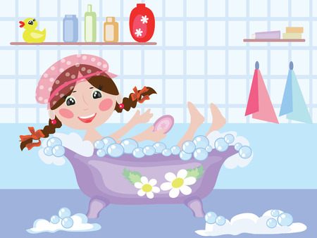 Bathroom  ,girlのイラスト素材