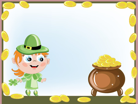 Leprechaun with gold potのイラスト素材