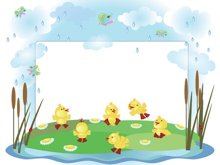 Ducklings,frameのイラスト素材