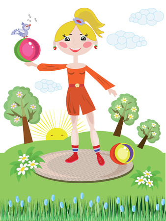 Girl with ballのイラスト素材