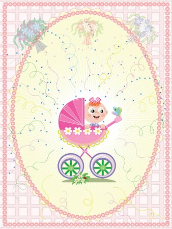 Frame with baby girlのイラスト素材