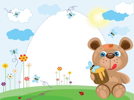 Summer frame with bearのイラスト素材