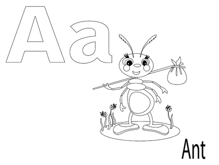 Coloring Alphabet for Kids, Aのイラスト素材