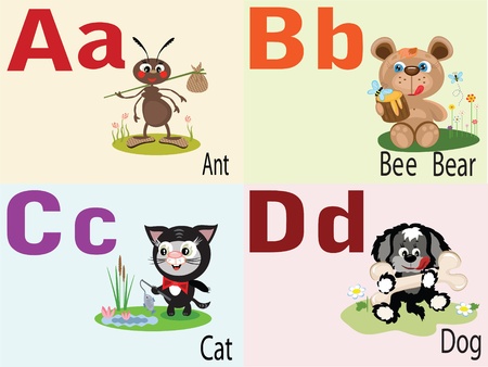 Animal alphabet A,B,C,D.のイラスト素材