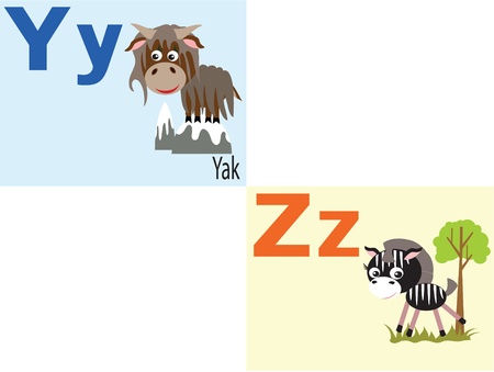 Animal alphabet Y,  Z.のイラスト素材