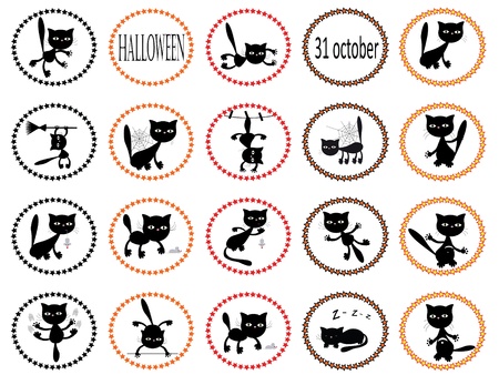 Halloween icons,catsのイラスト素材