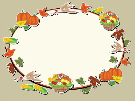 Thanksgiving day oval frameのイラスト素材