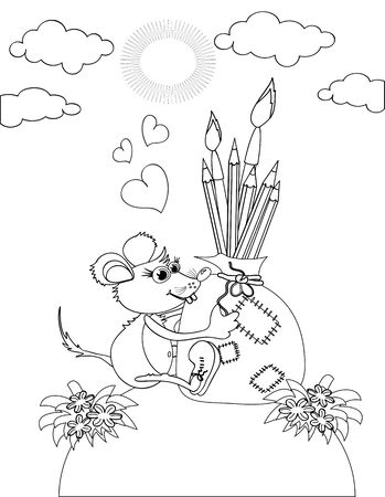Mouse,coloringのイラスト素材
