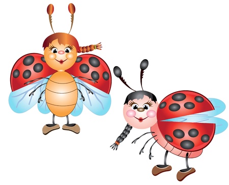 Two cute ladybugsのイラスト素材