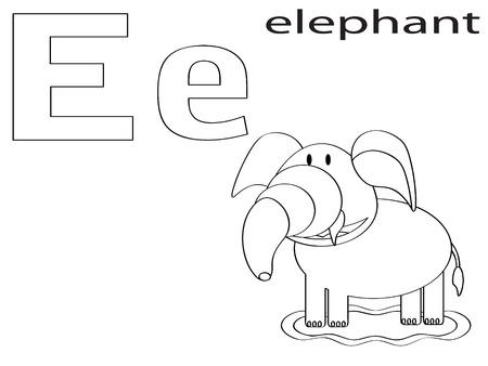Coloring Alphabet for Kids ,Eのイラスト素材
